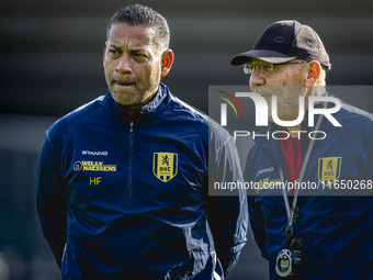 RKC trainer Henk Fraser and RKC conditional trainer Nol Hornix participate in the RKC Waalwijk training at the Mandemakers Stadium for the D...