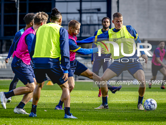 RKC player Sylvester van der Water and RKC player Dario van de Buijs train at the Mandemakers Stadium for the Dutch Eredivisie season 2024-2...