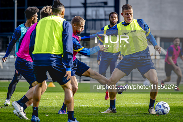 RKC player Sylvester van der Water and RKC player Dario van de Buijs train at the Mandemakers Stadium for the Dutch Eredivisie season 2024-2...