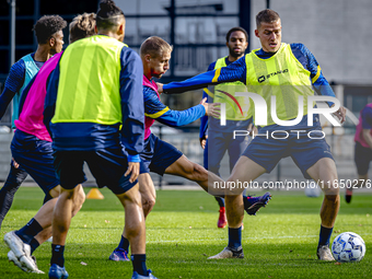 RKC player Sylvester van der Water and RKC player Dario van de Buijs train at the Mandemakers Stadium for the Dutch Eredivisie season 2024-2...