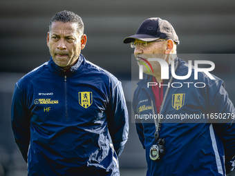 RKC trainer Henk Fraser and RKC conditional trainer Nol Hornix participate in the RKC Waalwijk training at the Mandemakers Stadium for the D...