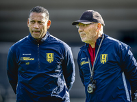 RKC trainer Henk Fraser and RKC conditional trainer Nol Hornix participate in the RKC Waalwijk training at the Mandemakers Stadium for the D...