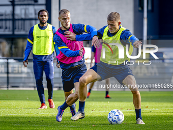 RKC player Sylvester van der Water and RKC player Dario van de Buijs train at the Mandemakers Stadium for the Dutch Eredivisie season 2024-2...