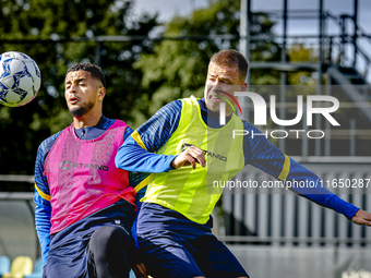 RKC player Mohamed Ihattaren and RKC player Dario van de Buijs train at the Mandemakers Stadium for the Dutch Eredivisie season 2024-2025 in...