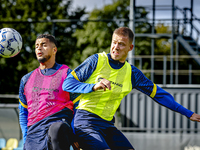 RKC player Mohamed Ihattaren and RKC player Dario van de Buijs train at the Mandemakers Stadium for the Dutch Eredivisie season 2024-2025 in...