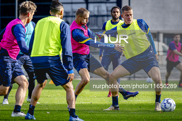 RKC player Sylvester van der Water and RKC player Dario van de Buijs train at the Mandemakers Stadium for the Dutch Eredivisie season 2024-2...