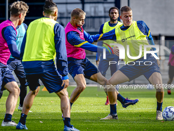 RKC player Sylvester van der Water and RKC player Dario van de Buijs train at the Mandemakers Stadium for the Dutch Eredivisie season 2024-2...