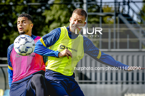 RKC player Mohamed Ihattaren and RKC player Dario van de Buijs train at the Mandemakers Stadium for the Dutch Eredivisie season 2024-2025 in...