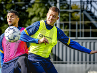 RKC player Mohamed Ihattaren and RKC player Dario van de Buijs train at the Mandemakers Stadium for the Dutch Eredivisie season 2024-2025 in...