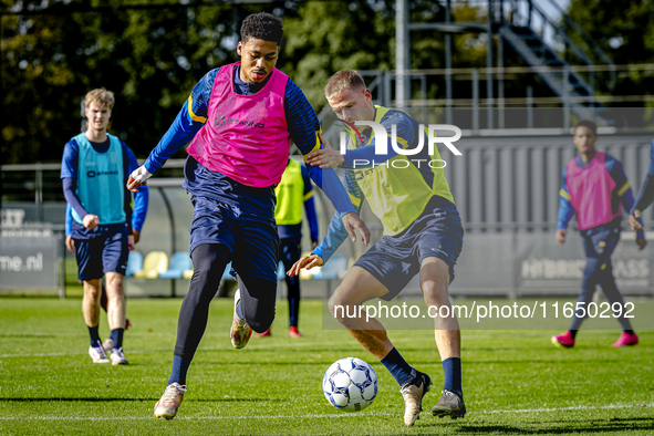 RKC player Richonell Margaret and RKC player Dario van de Buijs train at the Mandemakers Stadium for the Dutch Eredivisie season 2024-2025 i...