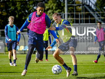 RKC player Richonell Margaret and RKC player Dario van de Buijs train at the Mandemakers Stadium for the Dutch Eredivisie season 2024-2025 i...