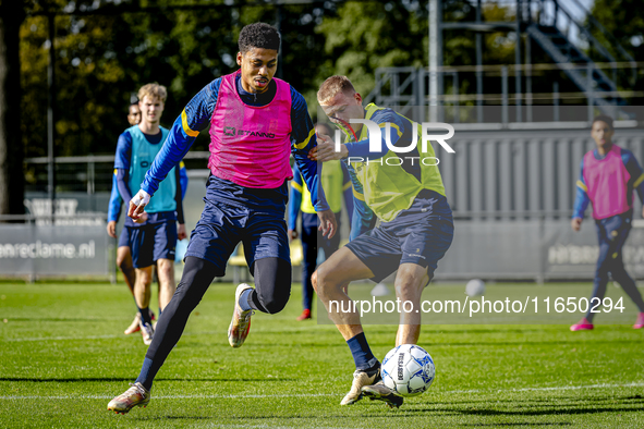 RKC player Richonell Margaret and RKC player Dario van de Buijs train at the Mandemakers Stadium for the Dutch Eredivisie season 2024-2025 i...