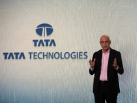 Warren Harris, CEO and MD of Tata Technologies, speaks during a press conference about a joint venture between Tata Technologies and BMW Gro...