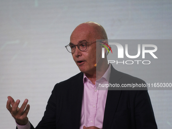 Warren Harris, CEO and MD of Tata Technologies, speaks during a press conference about a joint venture between Tata Technologies and BMW Gro...