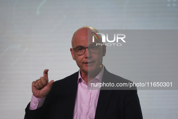 Warren Harris, CEO and MD of Tata Technologies, speaks during a press conference about a joint venture between Tata Technologies and BMW Gro...