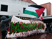 Students demonstrate for Palestine against Cybertech Europe 2024 in Rome, Italy, on October 8, 2024. (