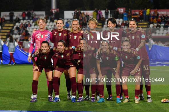 A.S. Roma Femminile plays during Group A - Day 1 of the UEFA Women's Champions League 2023/24 between A.S. Roma and VfL Wolfsburg at the Tre...