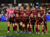 A.S. Roma Femminile plays during Group A - Day 1 of the UEFA Women's Champions League 2023/24 between A.S. Roma and VfL Wolfsburg at the Tre...