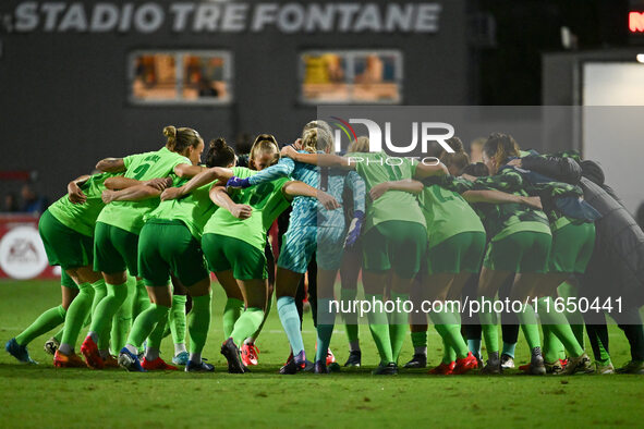 VfL Wolfsburg plays during Group A - Day 1 of the UEFA Women's Champions League 2023/24 against A.S. Roma at the Tre Fontane Stadium in Rome...