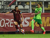 Emilie Haavi of A.S. Roma Femminile and <3 is in action during Group A - Day 1 of the UEFA Women's Champions League 2023/24 between A.S. Rom...