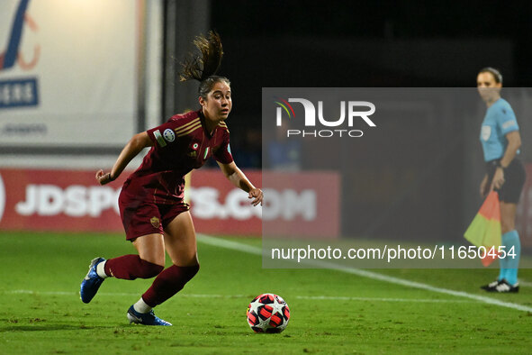 Giulia Dragoni of A.S. Roma Femminile is in action during Group A - Day 1 of the UEFA Women's Champions League 2023/24 between A.S. Roma and...