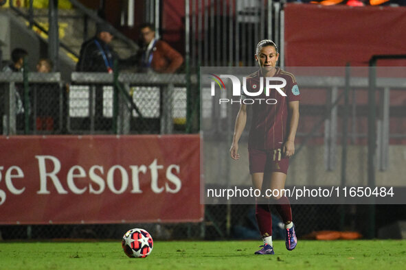 Emilie Haavi of A.S. Roma Femminile participates in Group A - Day 1 - UEFA Women's Champions League 2023/24 between A.S. Roma and VfL Wolfsb...