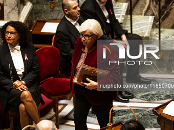 Catherine Vautrin, Minister for Territorial Partnership and Decentralisation, is seen during the debate on the motion of censure of Michel B...