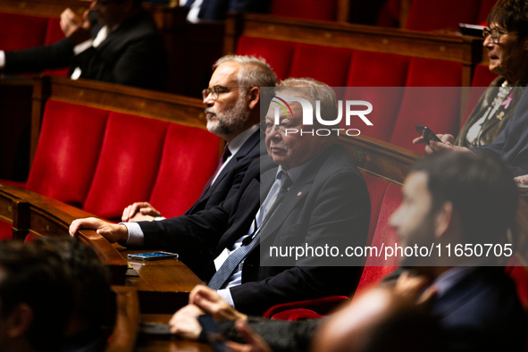 Pascal Markowsky, deputy of the Rassemblement National group, is seen during the debate on the motion of censure of Michel Barnier's governm...