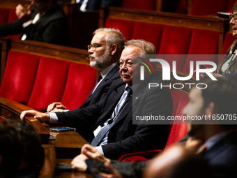 Pascal Markowsky, deputy of the Rassemblement National group, is seen during the debate on the motion of censure of Michel Barnier's governm...