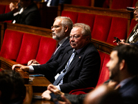 Pascal Markowsky, deputy of the Rassemblement National group, is seen during the debate on the motion of censure of Michel Barnier's governm...