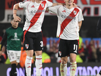 Franco Mastantuono and Facundo Colidio of River Plate celebrate their team's win in a Copa Libertadores match between River Plate and Colo C...