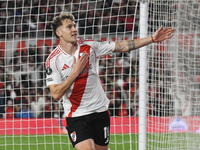 Facundo Colidio of River Plate celebrates his goal during the Copa Libertadores match between River Plate and Colo Colo at Estadio Mas Monum...