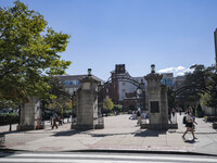 A group of students at George Washington University held a protest on Monday (Oct. 7) to mark one year of war in Gaza at the George Washingt...