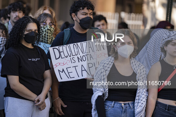 A group of students at George Washington University held a protest on Monday (Oct. 7) to mark one year of war in Gaza at the George Washingt...