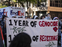 A group of students at George Washington University held a protest on Monday (Oct. 7) to mark one year of war in Gaza at the George Washingt...