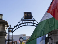 A group of students at George Washington University held a protest on Monday (Oct. 7) to mark one year of war in Gaza at the George Washingt...