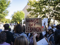 A group of students at George Washington University held a protest on Monday (Oct. 7) to mark one year of war in Gaza at the George Washingt...