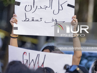 A group of students at George Washington University held a protest on Monday (Oct. 7) to mark one year of war in Gaza at the George Washingt...