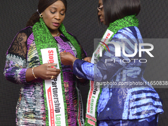 Claudiana Ibijoke Sanwo-Olu, First Lady of Lagos State, inducts Oluremi Hamzat, wife of the Deputy Governor of Lagos State, as a member of t...