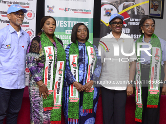 From left to right: Prof. Akin Abayomi, Commissioner for Health, Lagos State; Oluremi Hamzat, wife of the Deputy Governor, Lagos State; Clau...