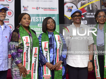 From left to right: Prof. Akin Abayomi, Commissioner for Health, Lagos State; Oluremi Hamzat, wife of the Deputy Governor, Lagos State; Clau...