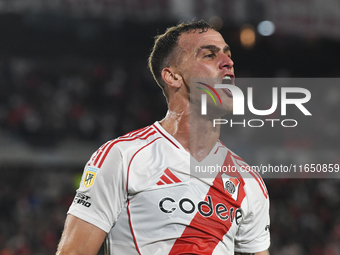 Leandro Gonzalez Pires of River Plate celebrates his goal in a Liga Profesional de Futbol match between River Plate and Atletico Tucuman at...