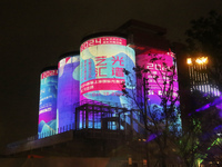 The Shanghai Tourism Festival International Light Festival creates a night view of urban industrial sites in Shanghai, China, on October 7,...