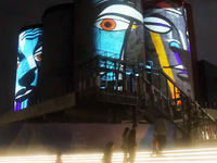 The Shanghai Tourism Festival International Light Festival creates a night view of urban industrial sites in Shanghai, China, on October 7,...