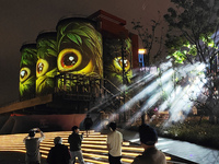 The Shanghai Tourism Festival International Light Festival creates a night view of urban industrial sites in Shanghai, China, on October 7,...