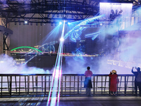 The Shanghai Tourism Festival International Light Festival creates a night view of urban industrial sites in Shanghai, China, on October 7,...