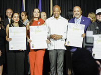 New York City Mayor Eric Adams participates in the CITATION Award Ceremony, the highest recognition of outstanding Hispanic achievement in N...