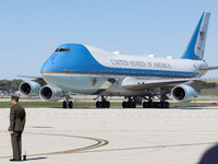 President Joe Biden arrives at General Mitchell International Airport in Milwaukee, Wisconsin, on October 8, 2024. (