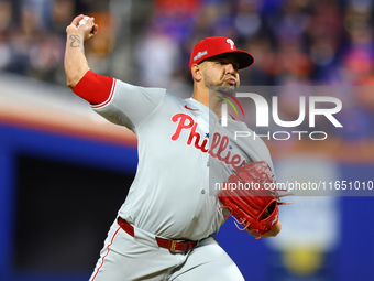 Philadelphia Phillies relief pitcher Jose Ruiz #66 throws during the seventh inning in Game 3 of a baseball NL Division Series against the N...