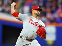 Philadelphia Phillies relief pitcher Jose Ruiz #66 throws during the seventh inning in Game 3 of a baseball NL Division Series against the N...